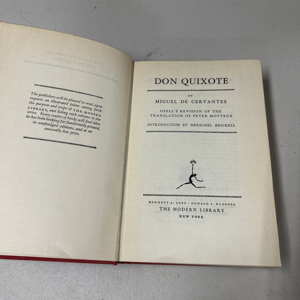 Modern Library 1st Don Quixote Miguel de Cervantes 1930 HC Cloth Illustrated VG